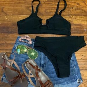 Shein Mid Rise Black Bikini set with Cheeky bottoms